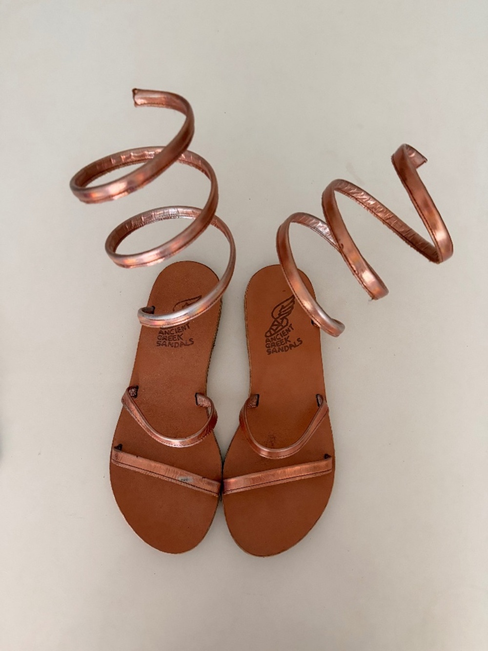 Ancient Greek Sandals Wrap Flat Rose Gold 38